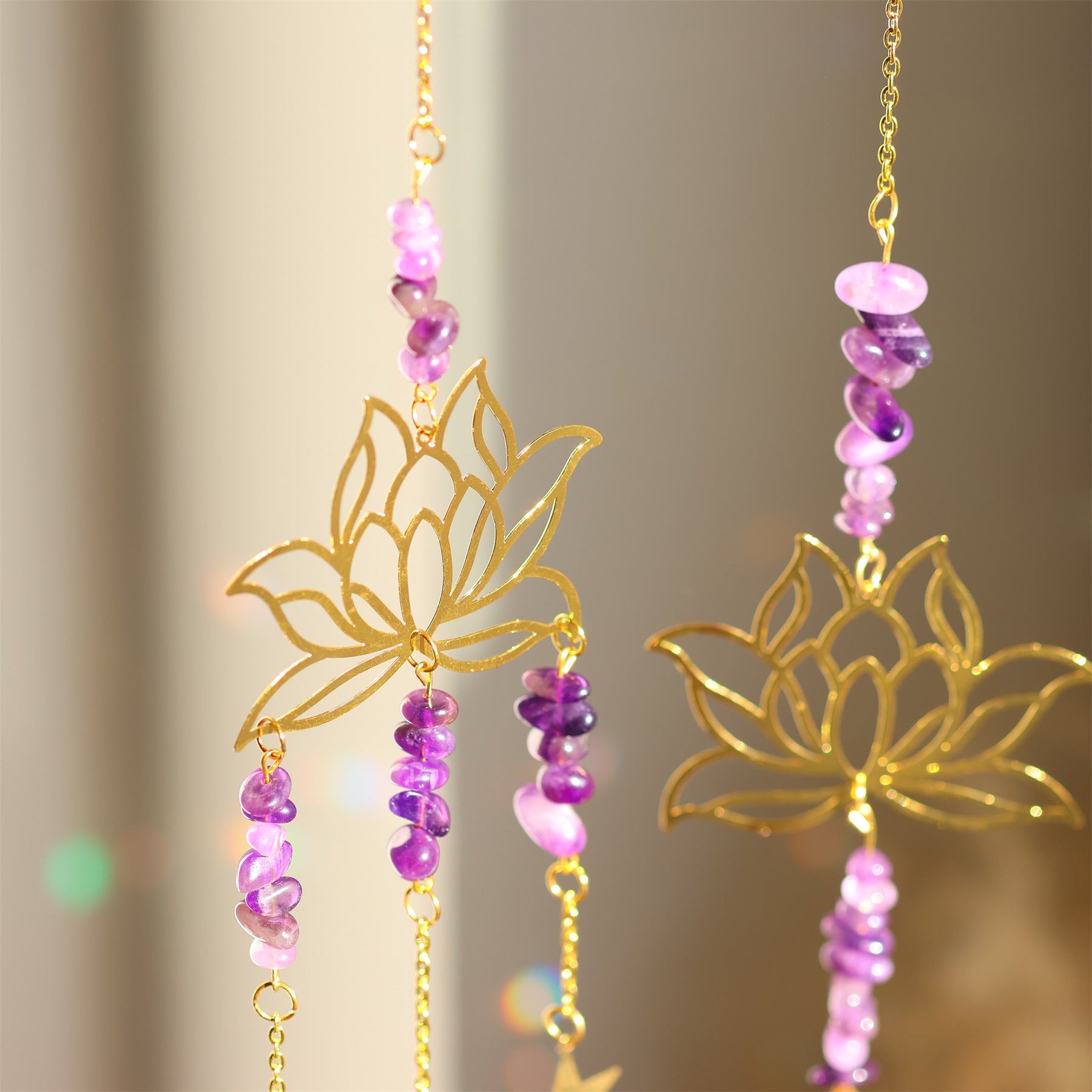 Amethyst Lotus Flower Hanging Suncatcher