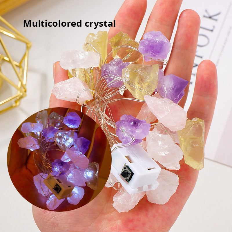 Natural Raw Stone - LED Light Strings - Multi Stone
