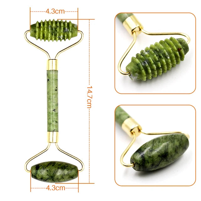 Face Massager Roller - Rose Quartz Jade Stone Crystal