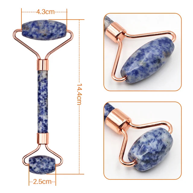 Face Massager Roller - Rose Quartz Jade Stone Crystal