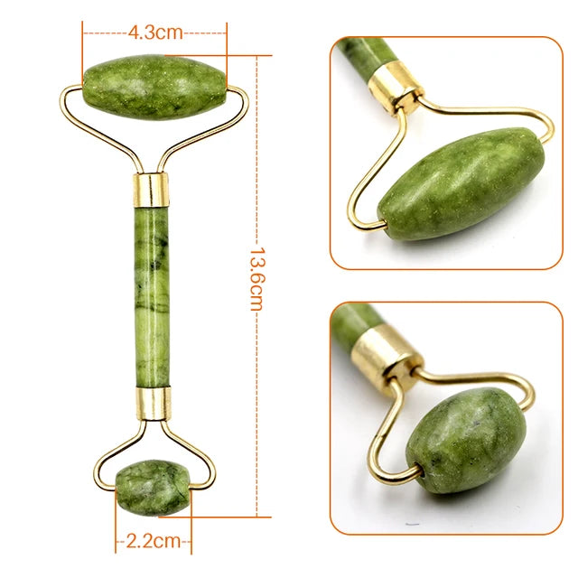 Face Massager Roller - Rose Quartz Jade Stone Crystal