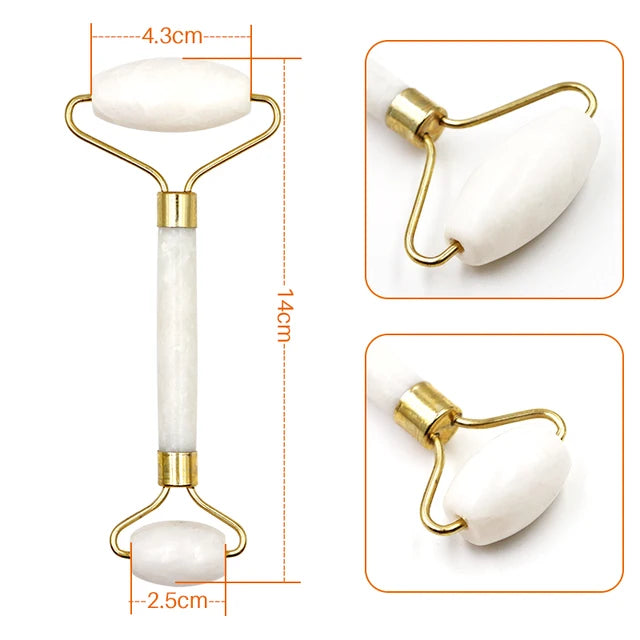 Face Massager Roller - Rose Quartz Jade Stone Crystal