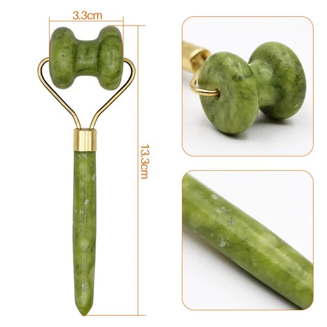 Face Massager Roller - Rose Quartz Jade Stone Crystal