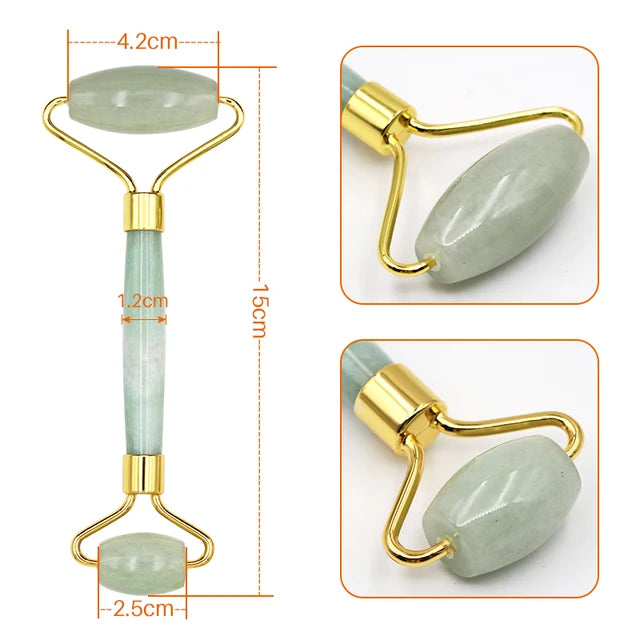 Face Massager Roller - Rose Quartz Jade Stone Crystal
