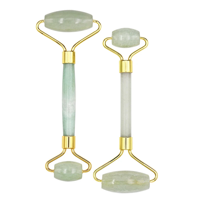 Face Massager Roller - Rose Quartz Jade Stone Crystal