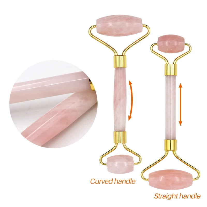 Face Massager Roller - Rose Quartz Jade Stone Crystal