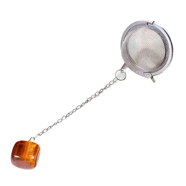 Loose Tea Leaf Infuser with natural Crystal Stone