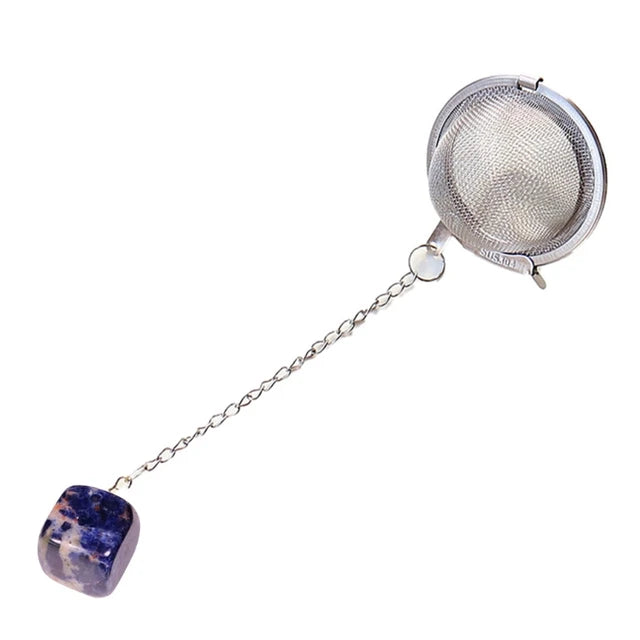 Loose Tea Leaf Infuser with natural Crystal Stone