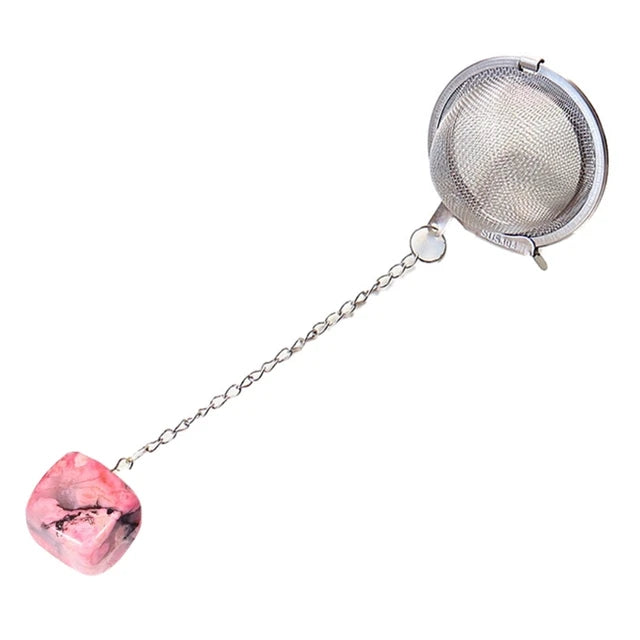 Loose Tea Leaf Infuser with natural Crystal Stone