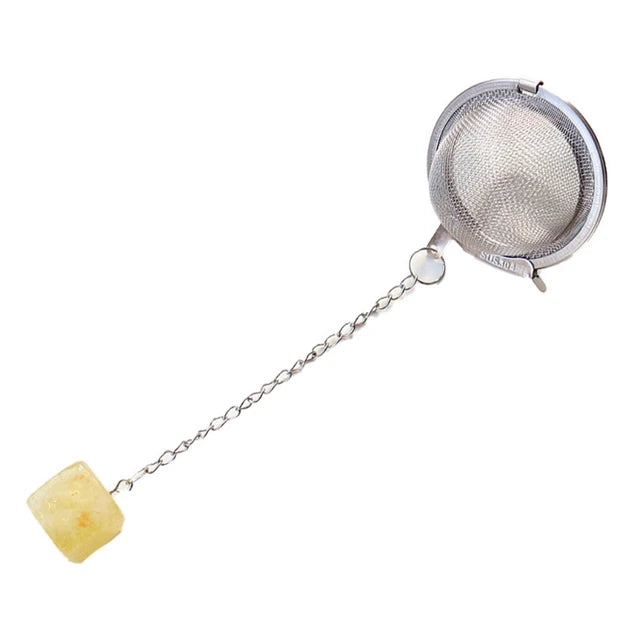 Loose Tea Leaf Infuser with natural Crystal Stone
