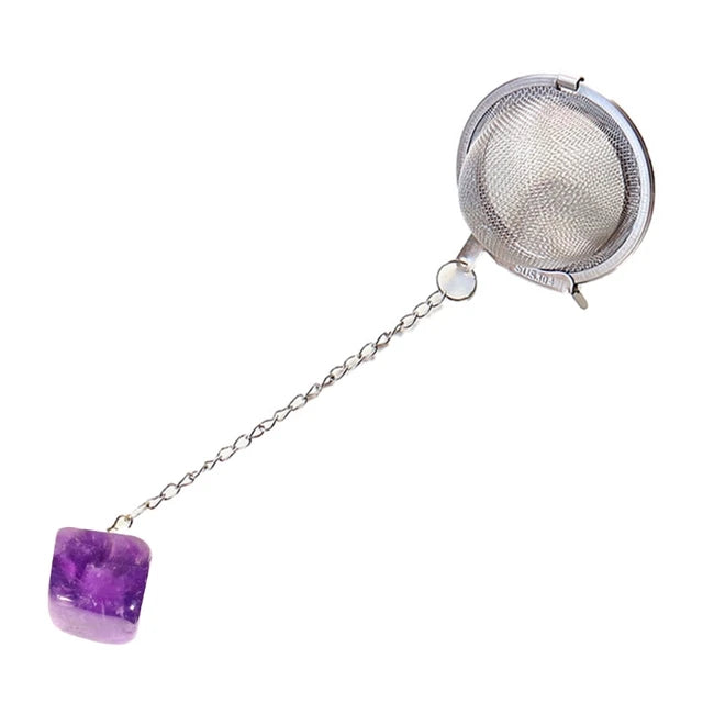 Loose Tea Leaf Infuser with natural Crystal Stone