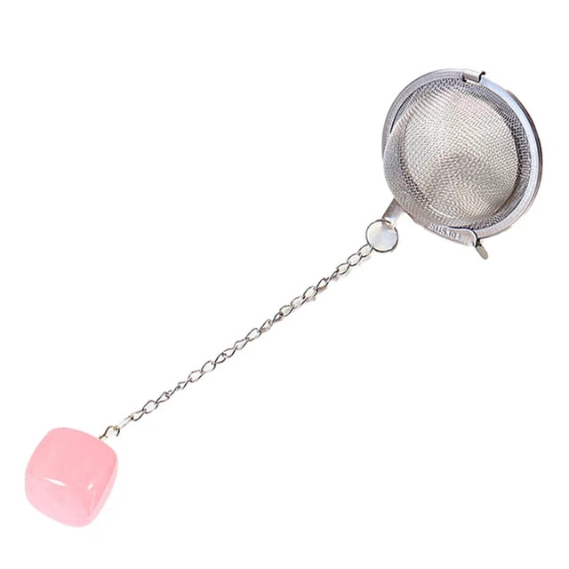 Loose Tea Leaf Infuser with natural Crystal Stone