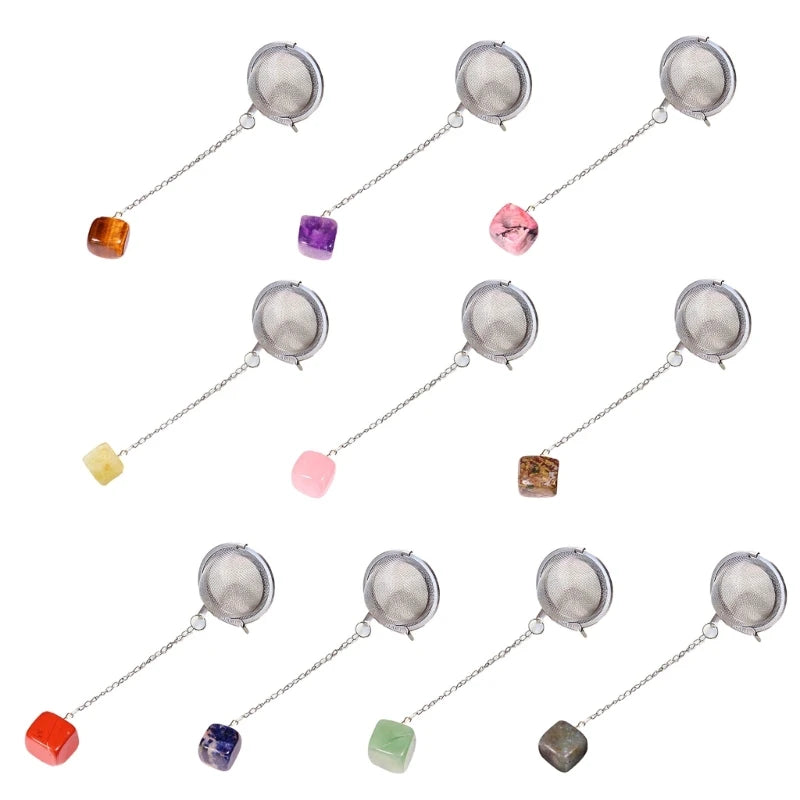 Loose Tea Leaf Infuser with natural Crystal Stone