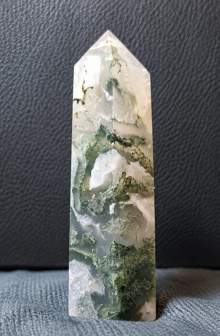 Moss Agate Obelisk