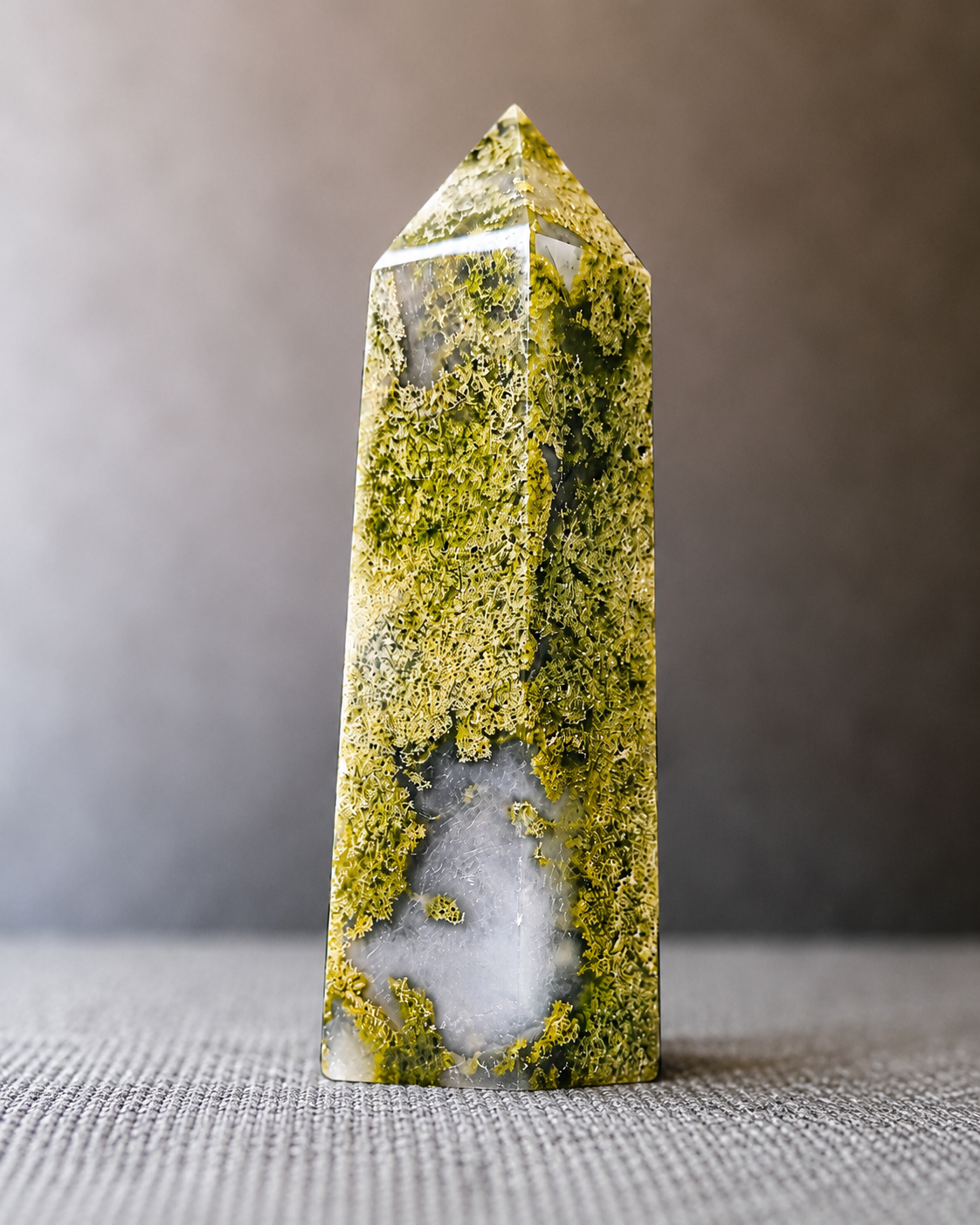 Moss Agate Obelisk