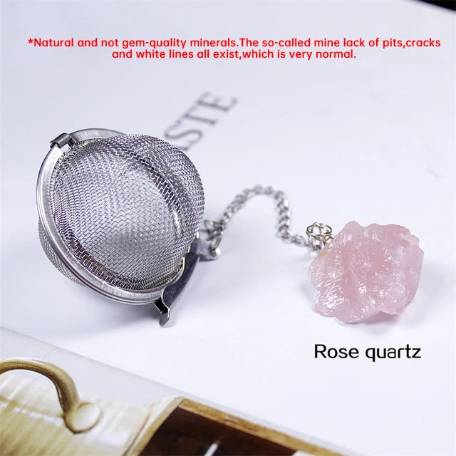 Natural Crystal Stone Tea Infuser With Chain - Chunky Stone