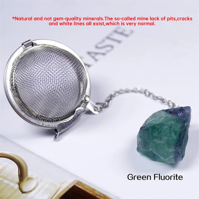 Natural Crystal Stone Tea Infuser With Chain - Chunky Stone