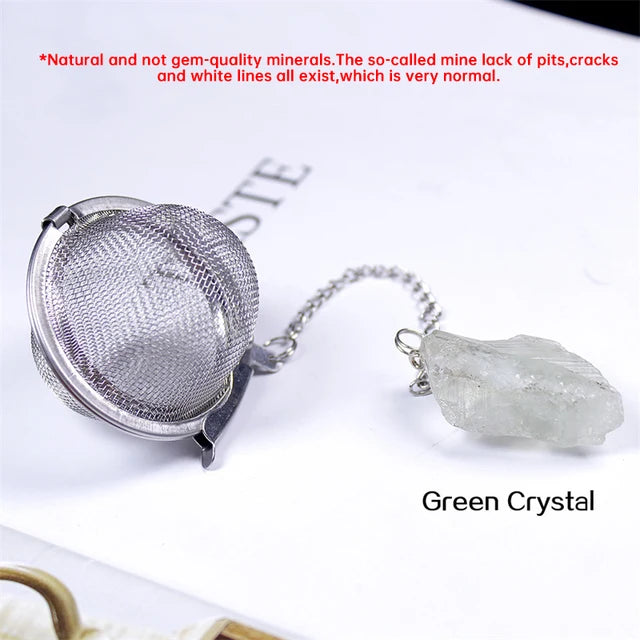 Natural Crystal Stone Tea Infuser With Chain - Chunky Stone