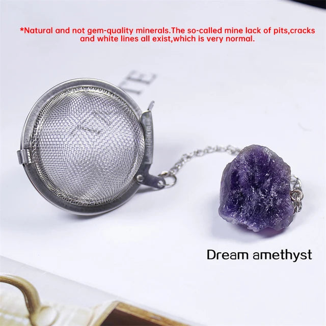 Natural Crystal Stone Tea Infuser With Chain - Chunky Stone