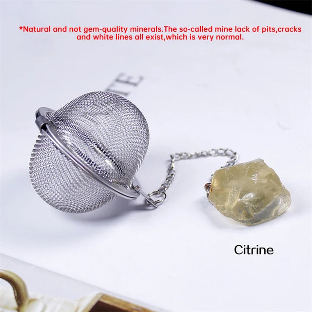Natural Crystal Stone Tea Infuser With Chain - Chunky Stone
