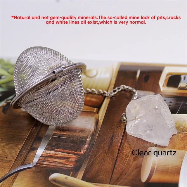 Natural Crystal Stone Tea Infuser With Chain - Chunky Stone