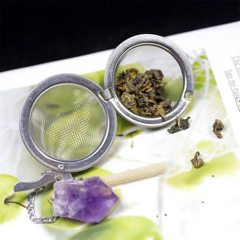 Natural Crystal Stone Tea Infuser With Chain - Chunky Stone