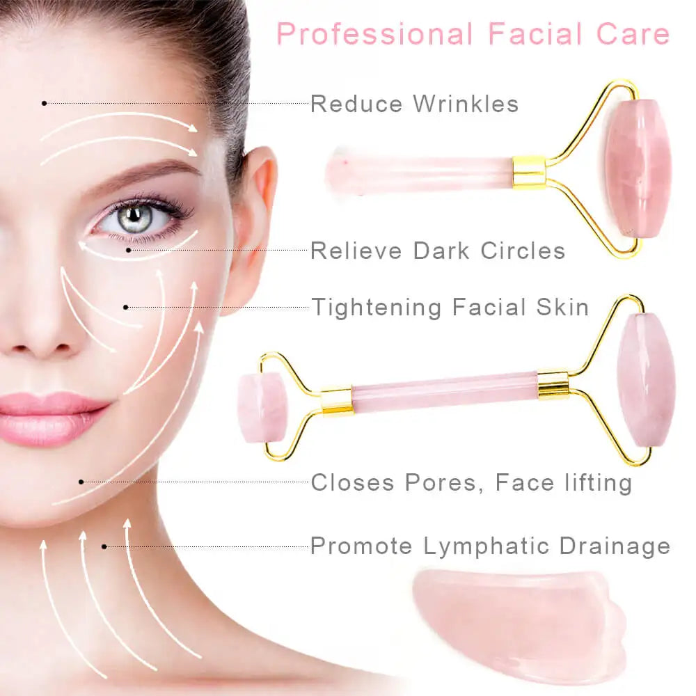 Natural Roller for Face - Facial Gua Sha - Box Set