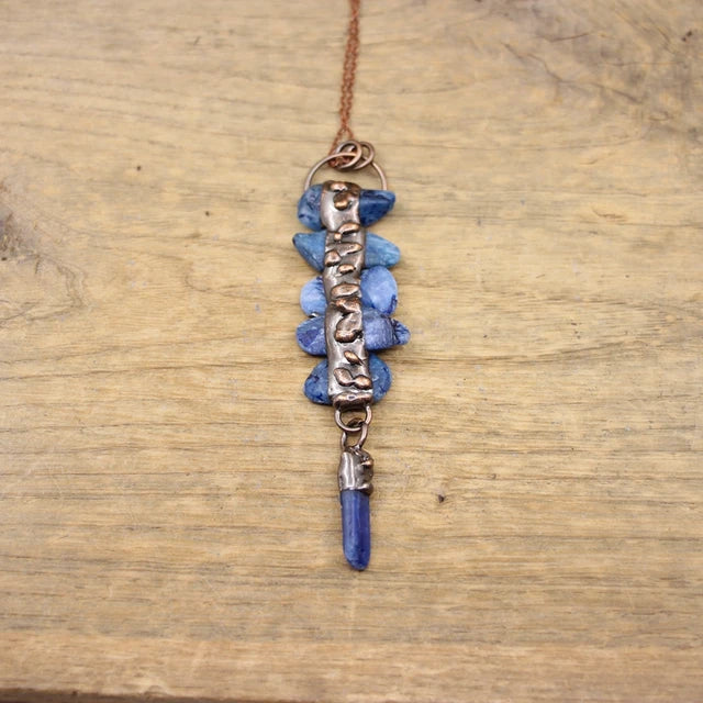 Natural Stone - Antique style Soldered Metallic Pendant