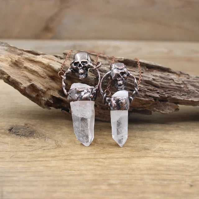 Natural Stone - Antique style Soldered Metallic Pendant