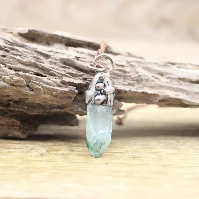 Natural Stone - Antique style Soldered Metallic Pendant