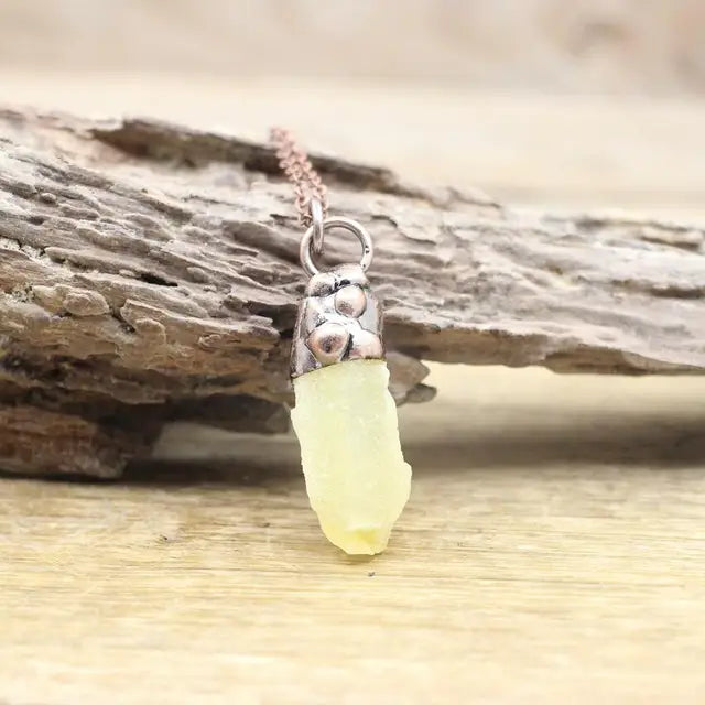 Natural Stone - Antique style Soldered Metallic Pendant