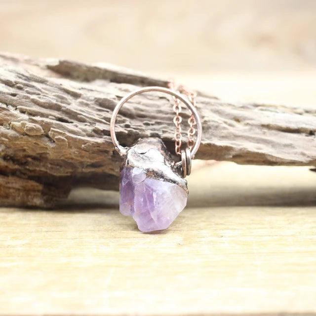Natural Stone - Antique style Soldered Metallic Pendant