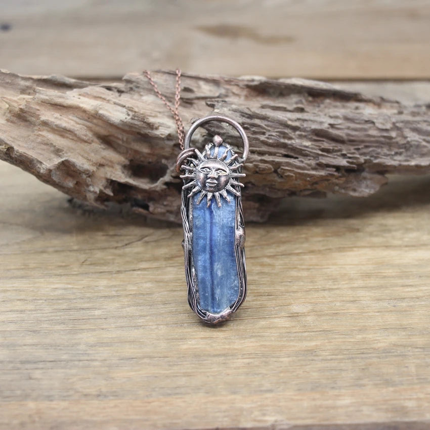 Natural Stone - Antique style Soldered Metallic Pendant