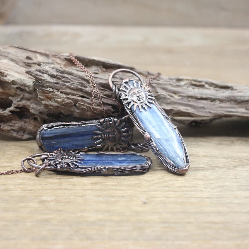 Natural Stone - Antique style Soldered Metallic Pendant