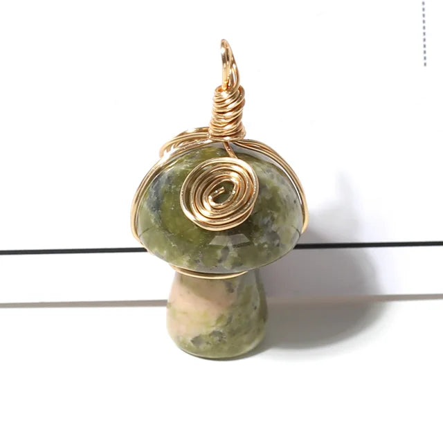 Natural Stone Mushroom Shape Pendant