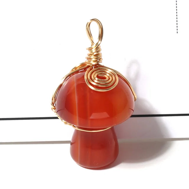 Natural Stone Mushroom Shape Pendant