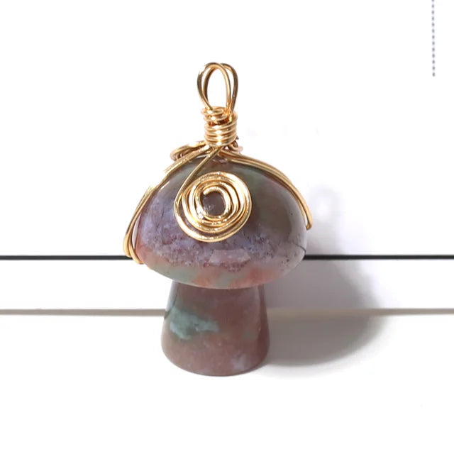 Natural Stone Mushroom Shape Pendant