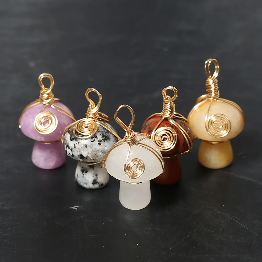 Natural Stone Mushroom Shape Pendant