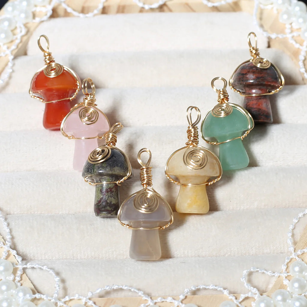 Natural Stone Mushroom Shape Pendant