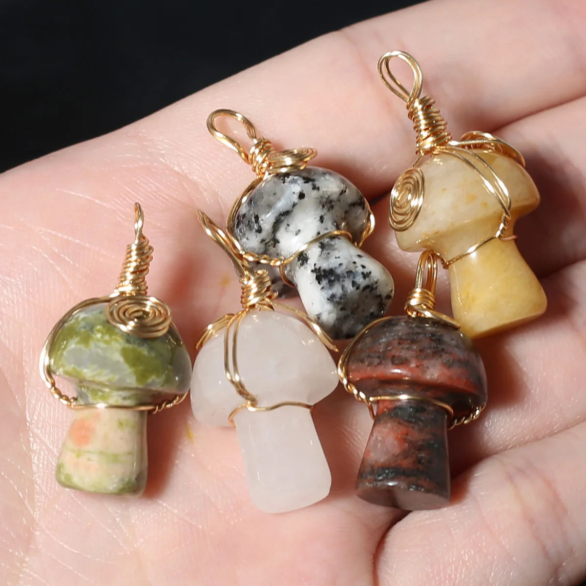 Natural Stone Mushroom Shape Pendant