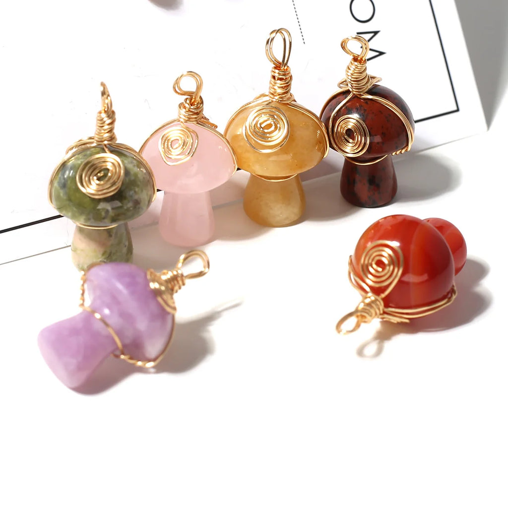 Natural Stone Mushroom Shape Pendant