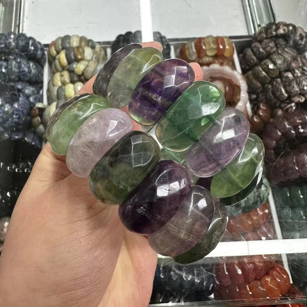 Crystal Bangle - Multi Stones - Faceted