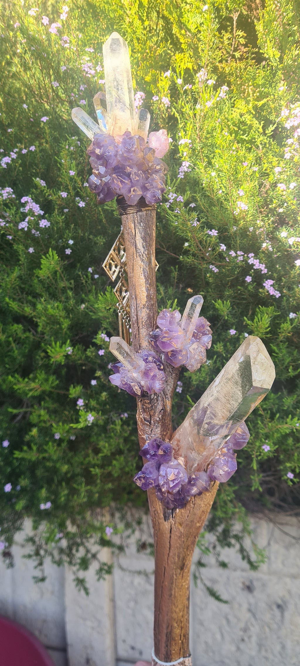 Crystal Staff / Walking Stick. Amethyst & Lumerian Seeds