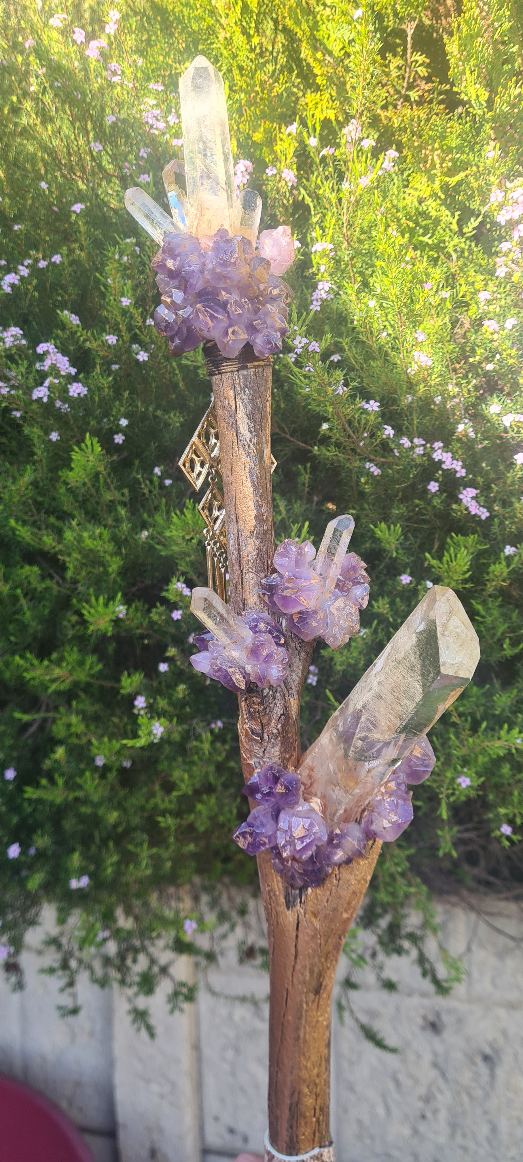 Crystal Staff / Walking Stick. Amethyst & Lumerian Seeds