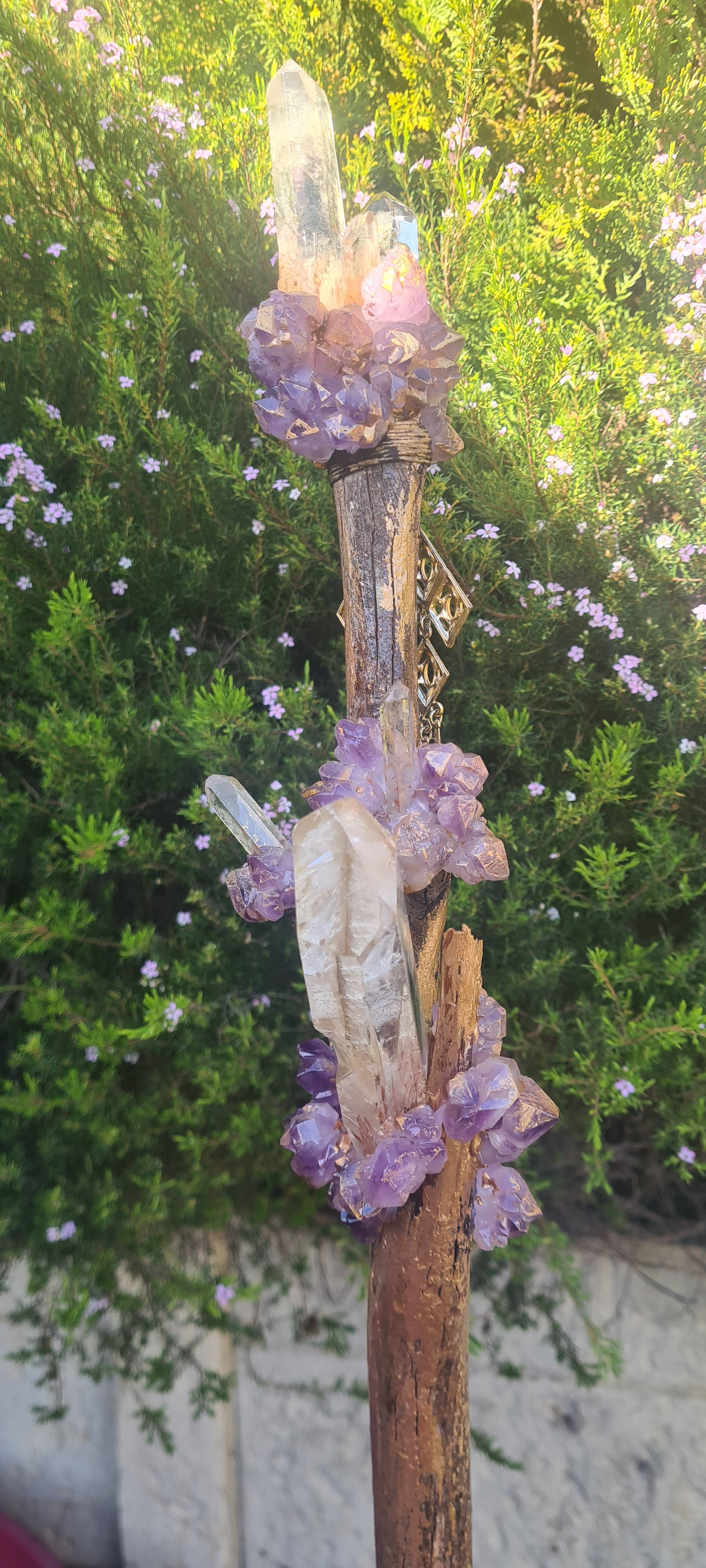 Crystal Staff / Walking Stick. Amethyst & Lumerian Seeds