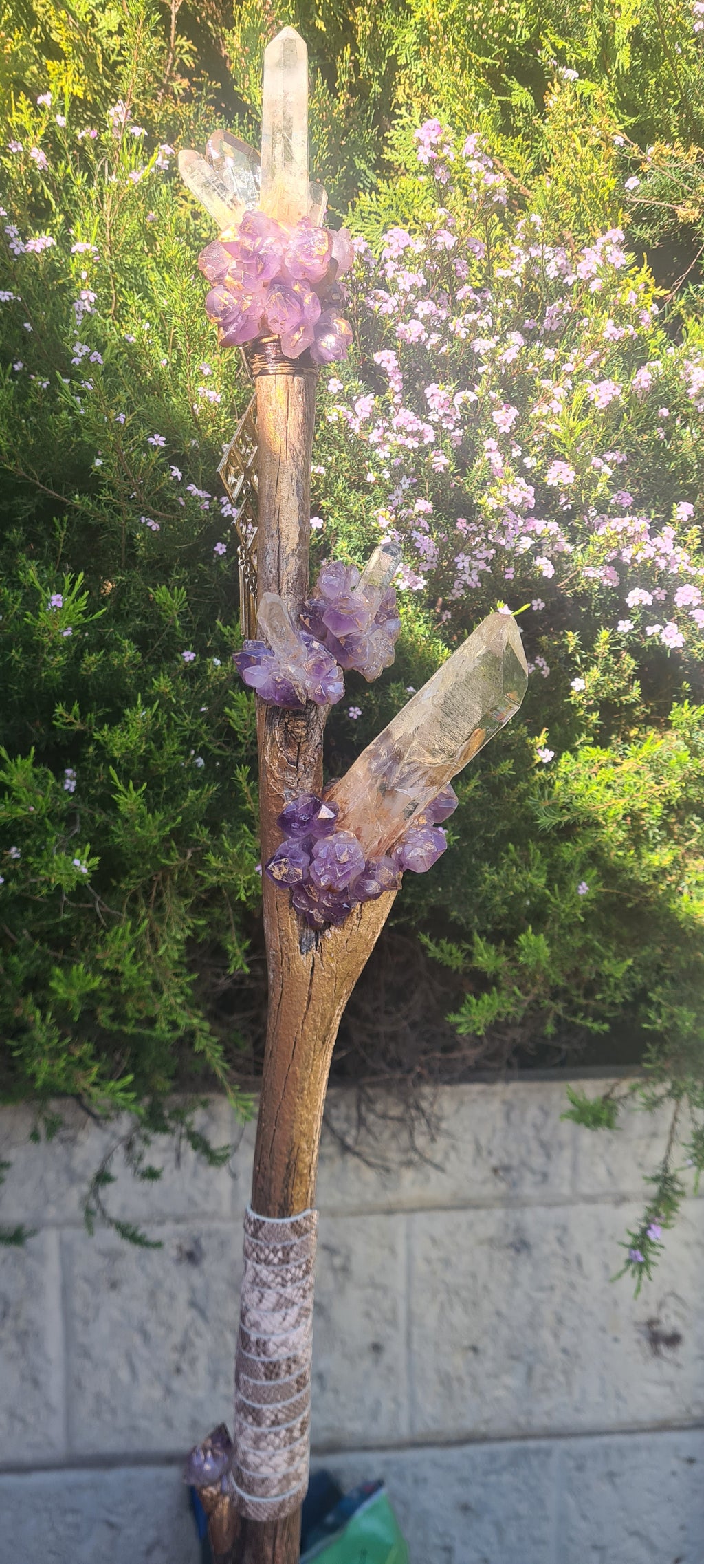 Crystal Staff / Walking Stick. Amethyst & Lumerian Seeds