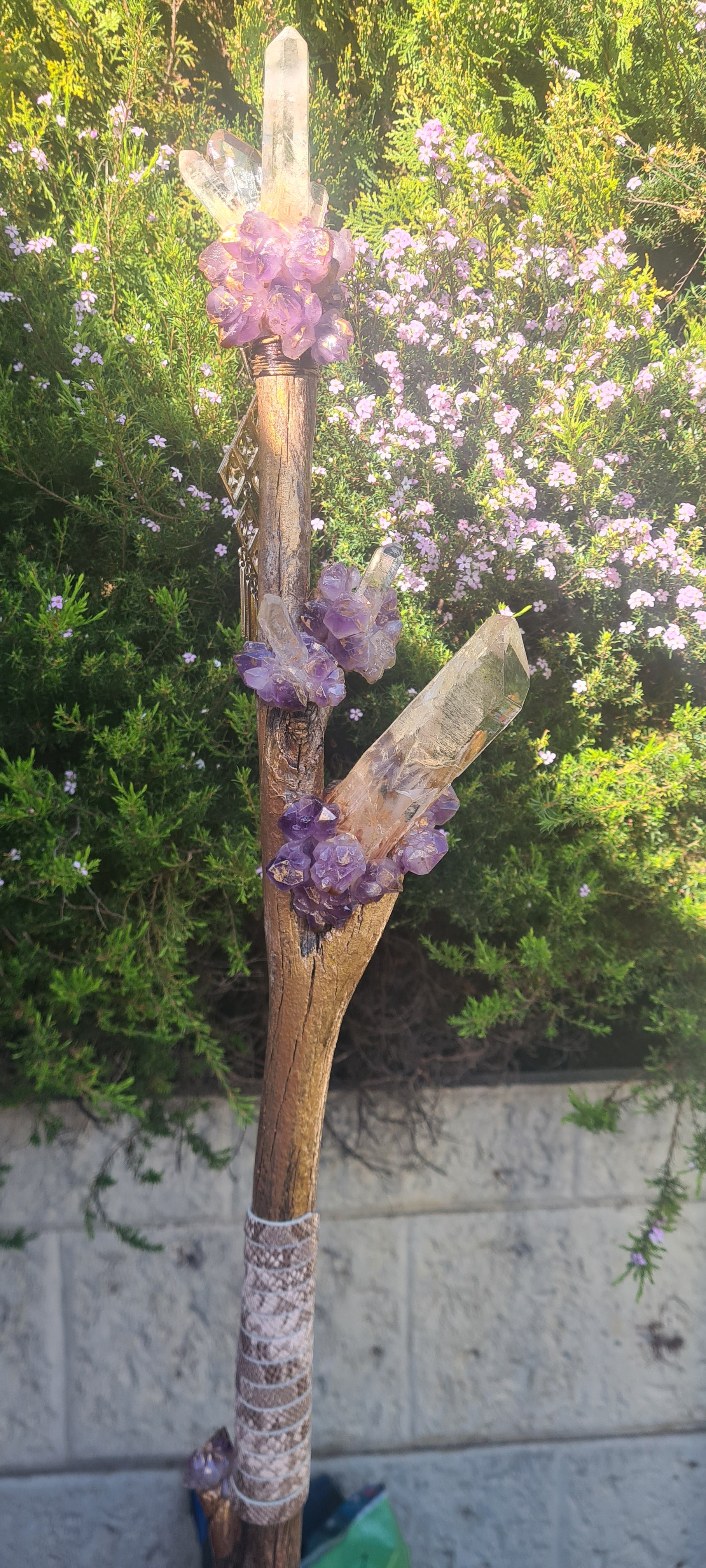Crystal Staff / Walking Stick. Amethyst & Lumerian Seeds