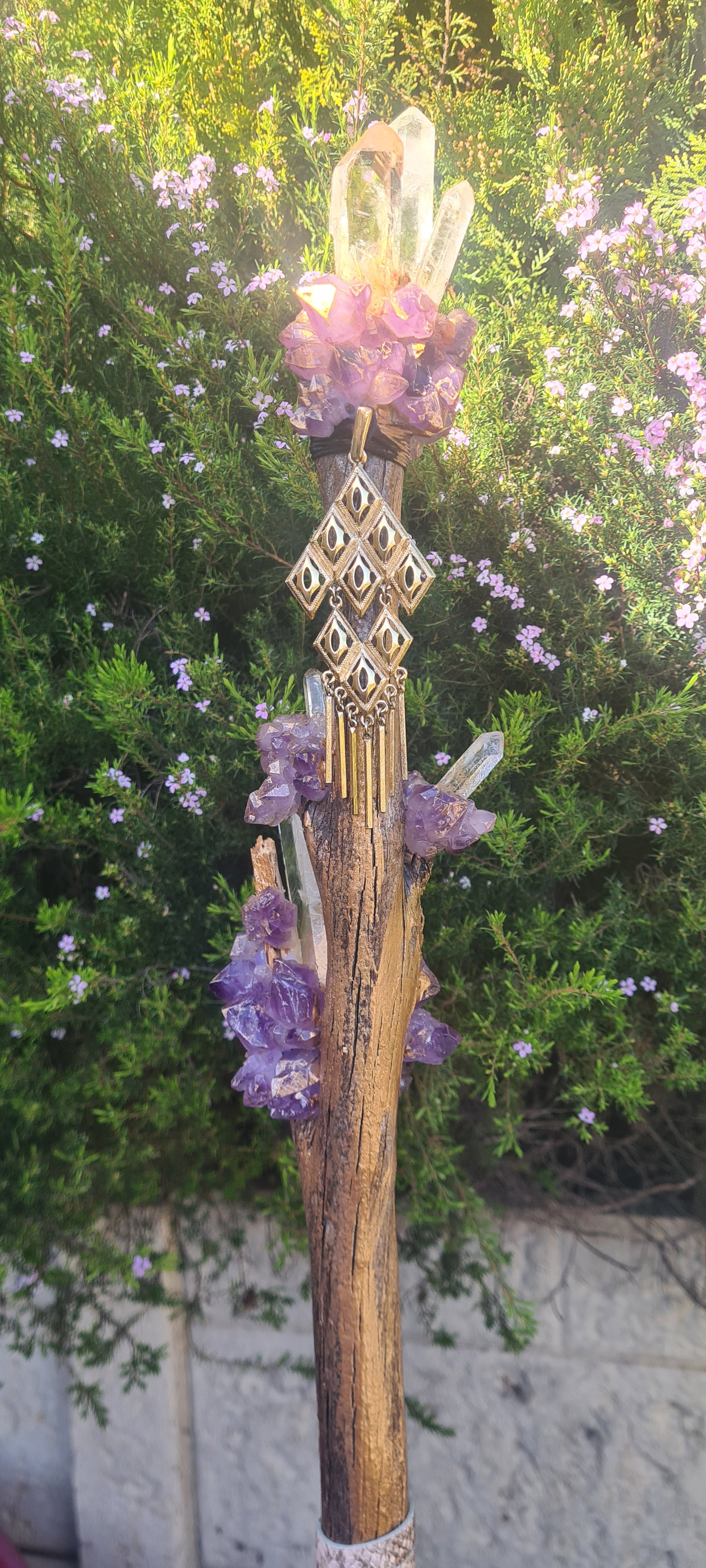 Crystal Staff / Walking Stick. Amethyst & Lumerian Seeds