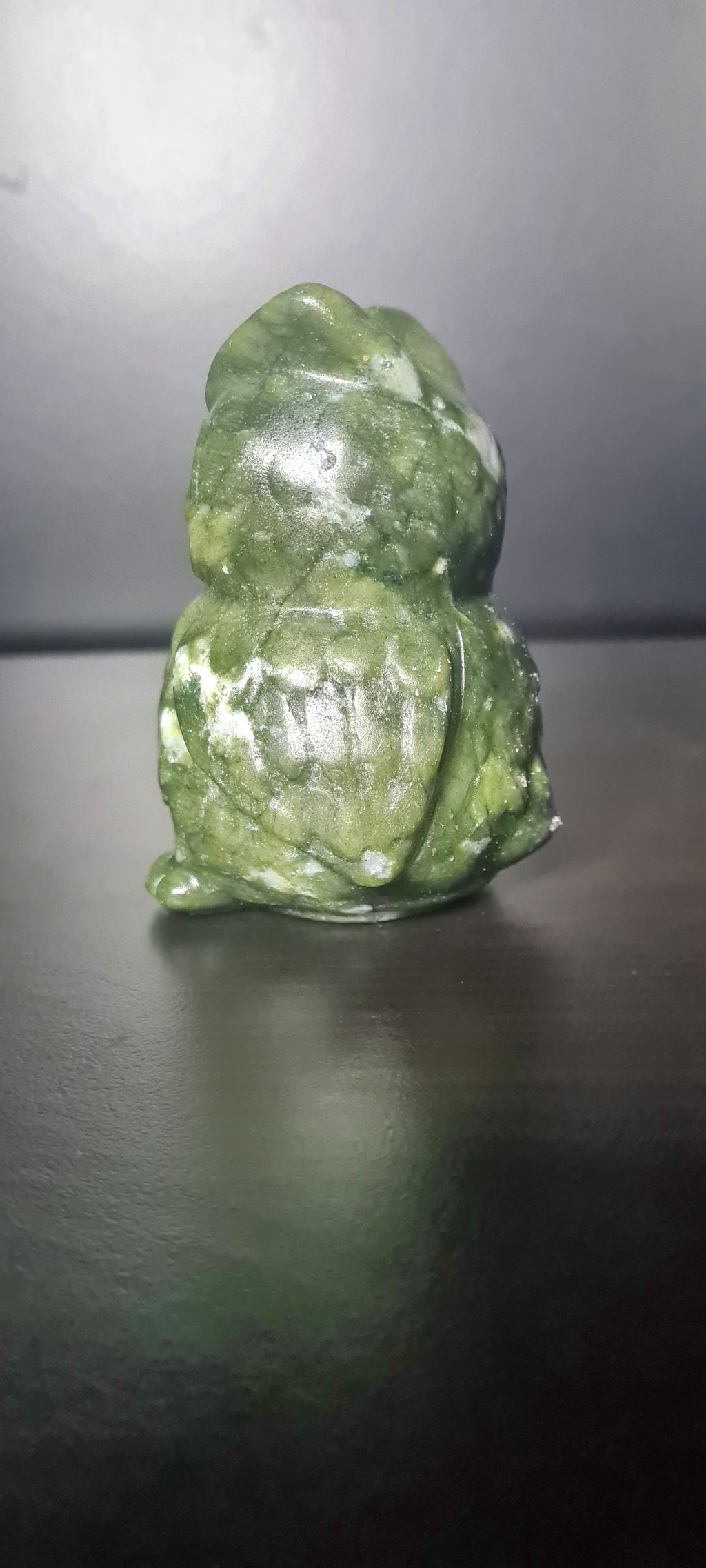 Carved Green Jade Owl Statue – Wisdom in Stone