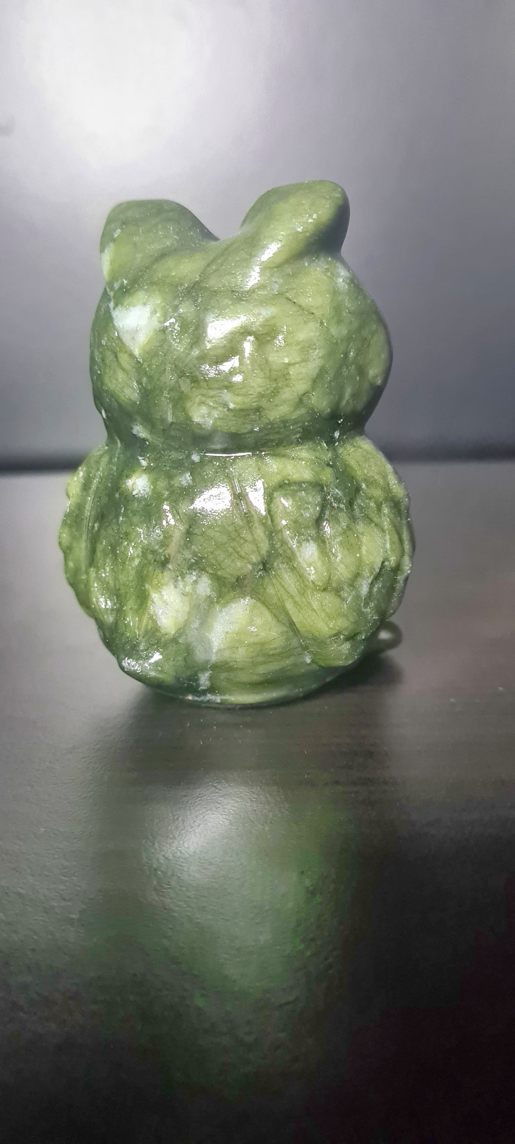 Carved Green Jade Owl Statue – Wisdom in Stone